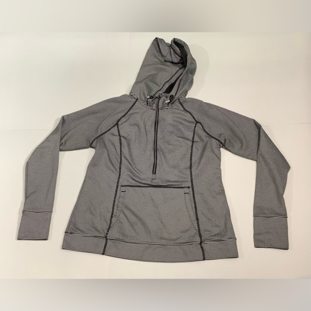 Tangerine Black and White Striped Women's Hoodie